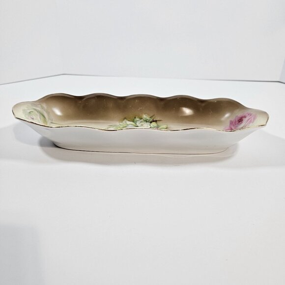Vintage Mignon ZS and Co Bavaria Porcelain Rose Pattern Oval Celery Serving Dish - Picture 8 of 14
